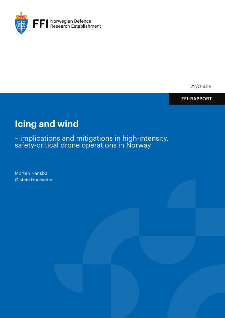Forsiden av dokumentet Icing and wind : implications and mitigations in high-intensity, safety-critical drone operations in Norway
