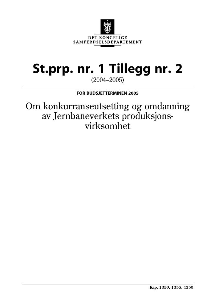Forsiden av dokumentet St.prp nr. 1 Tillegg nr. 2 (2004-2005)