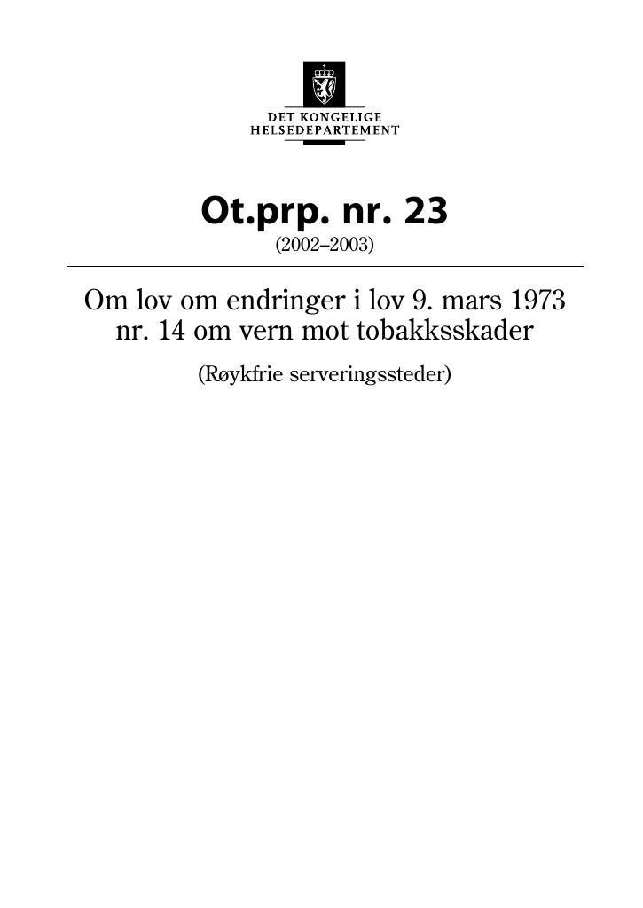 Forsiden av dokumentet Ot.prp. nr. 23 (2002-2003)