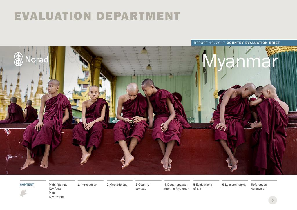 Forsiden av dokumentet Country Evaluation Brief: Myanmar