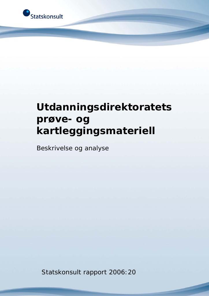 Forsiden av dokumentet Utdanningsdirektoratets prøve- og kartleggingsmateriell – Beskrivelse og analyse