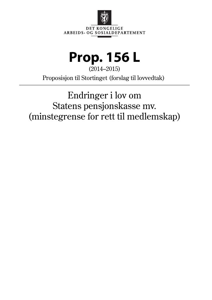 Forsiden av dokumentet Prop. 156 L (2014–2015)