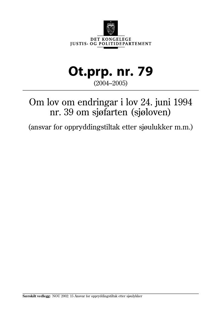 Forsiden av dokumentet Ot.prp. nr. 79 (2004-2005)