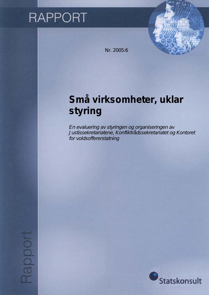 Forsiden av dokumentet Sma virksomheter uklar styring
