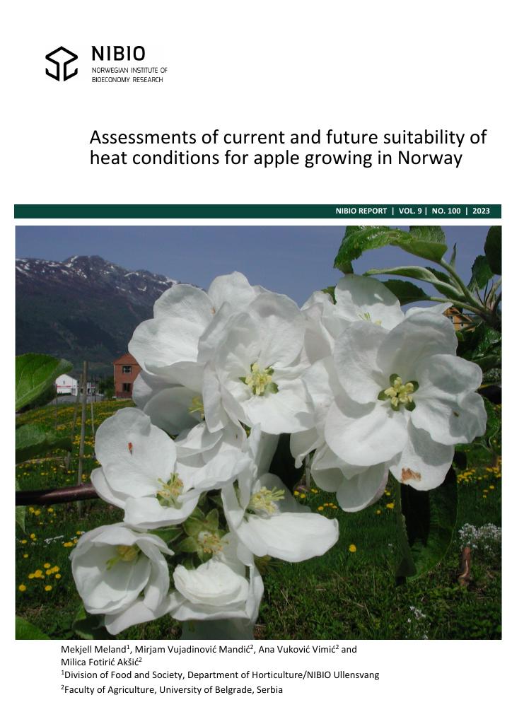 Forsiden av dokumentet Assessments of current and future suitability of heat conditions for apple growing in Norway