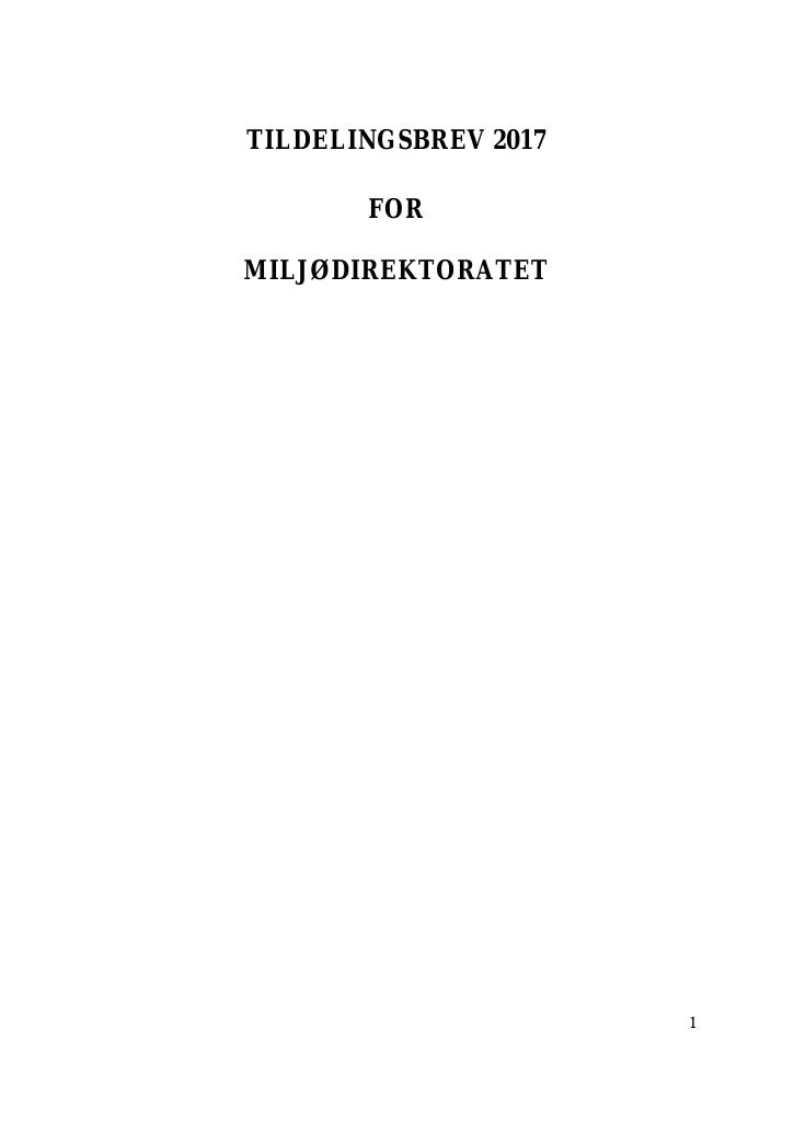 Forsiden av dokumentet Tildelingsbrev