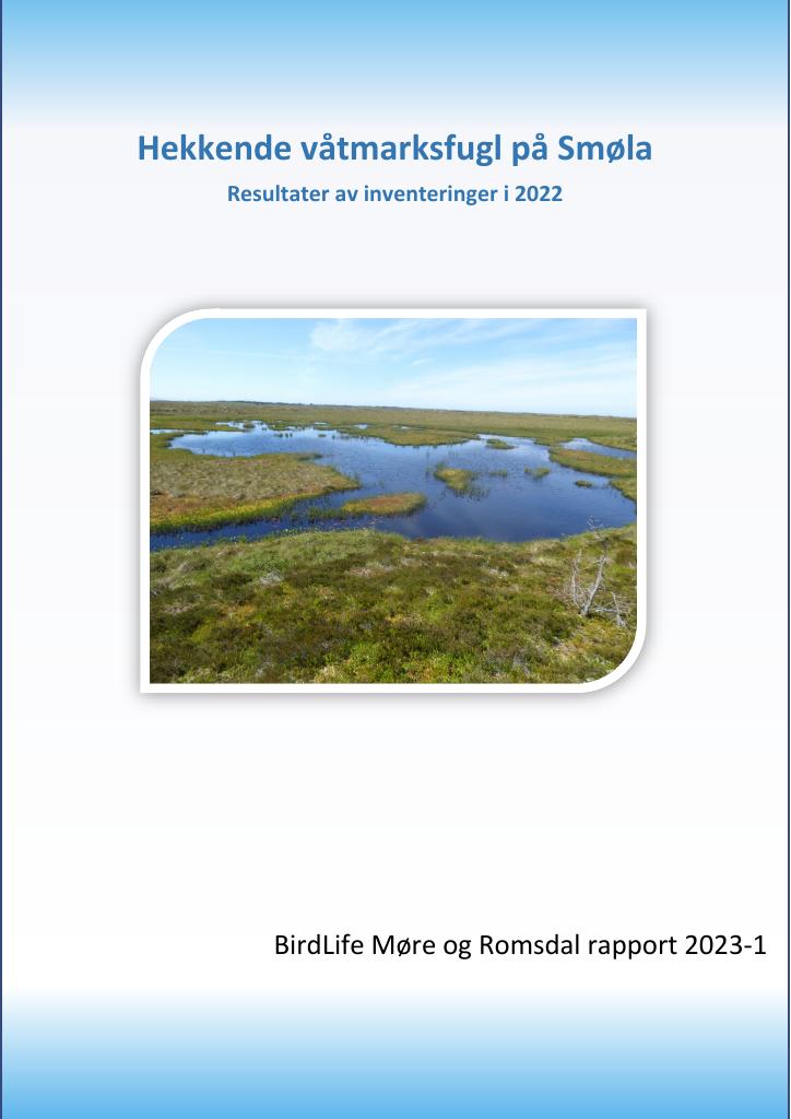 Forsiden av dokumentet Hekkende våtmarksfugl på Smøla. Resultater av inventeringer i 2022.