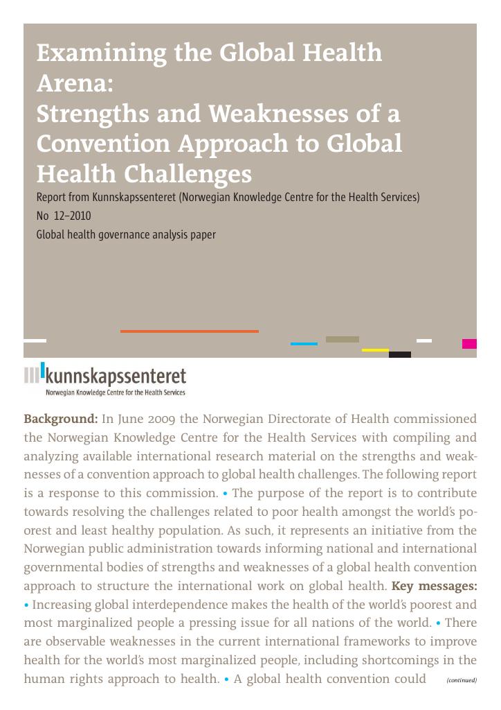 Forsiden av dokumentet Examining the Global Health Arena