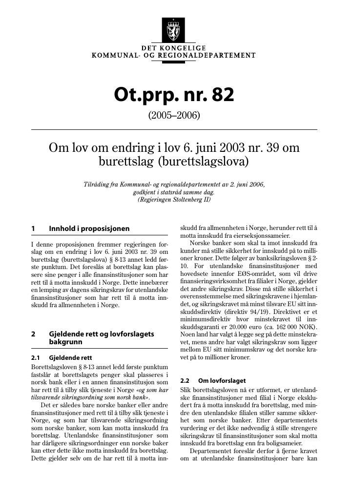Forsiden av dokumentet Ot.prp. nr. 82 (2005-2006)