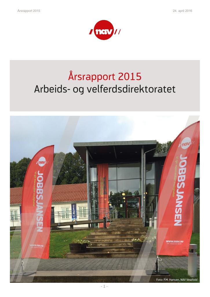 Forsiden av dokumentet Årsrapport Arbeids- og velferdsdirektoratet 2015