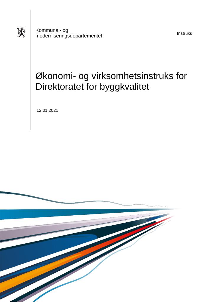 Forsiden av dokumentet Instruks Direktoratet for byggkvalitet 2021