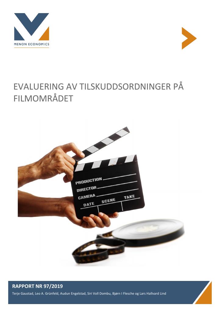 Forsiden av dokumentet Evaluering av tilskuddsordninger på filmområdet