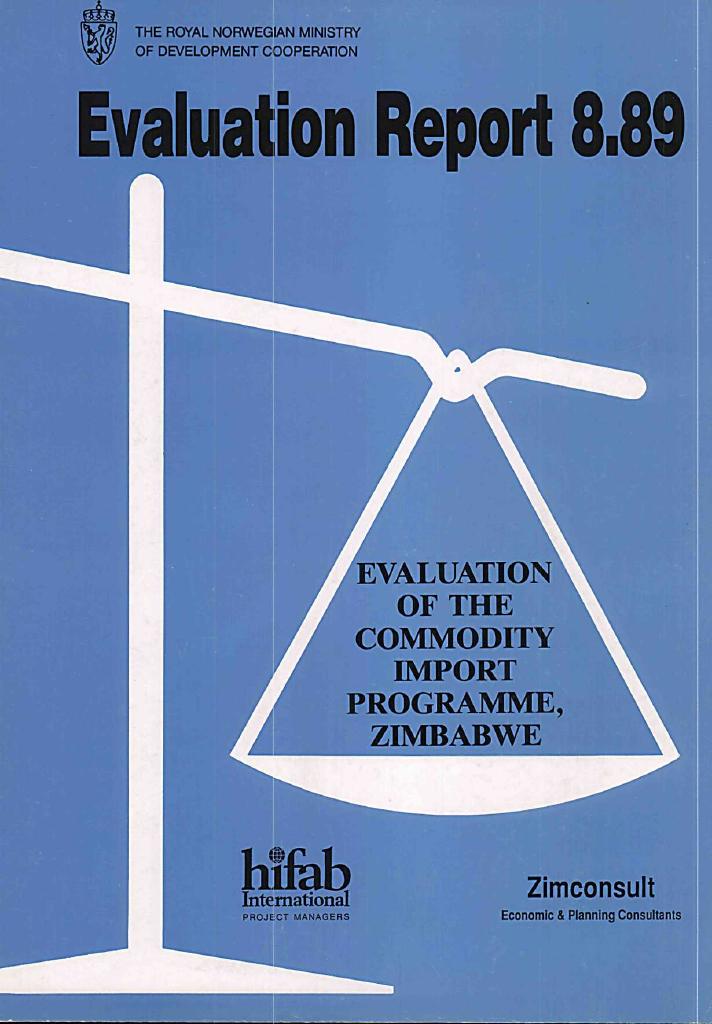 Forsiden av dokumentet Evaluation of Commodity Import Programme, Zimbabwe