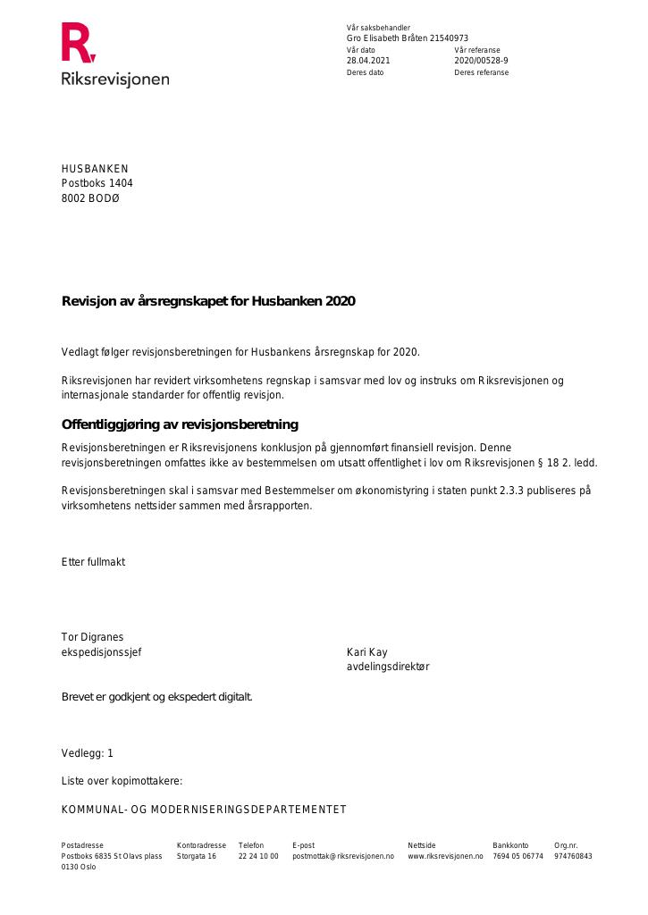 Forsiden av dokumentet Revisjonsberetning (PDF)