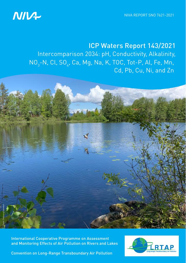 Forsiden av dokumentet Intercomparison 2034: pH, Conductivity, Alkalinity, NO3-N, Cl, SO4, Ca, Mg, Na, K, TOC, Tot-P, Al, Fe, Mn, Cd, Pb, Cu, Ni, and Zn