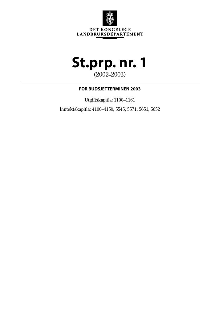 Forsiden av dokumentet St.prp. nr. 1 (2002-2003)