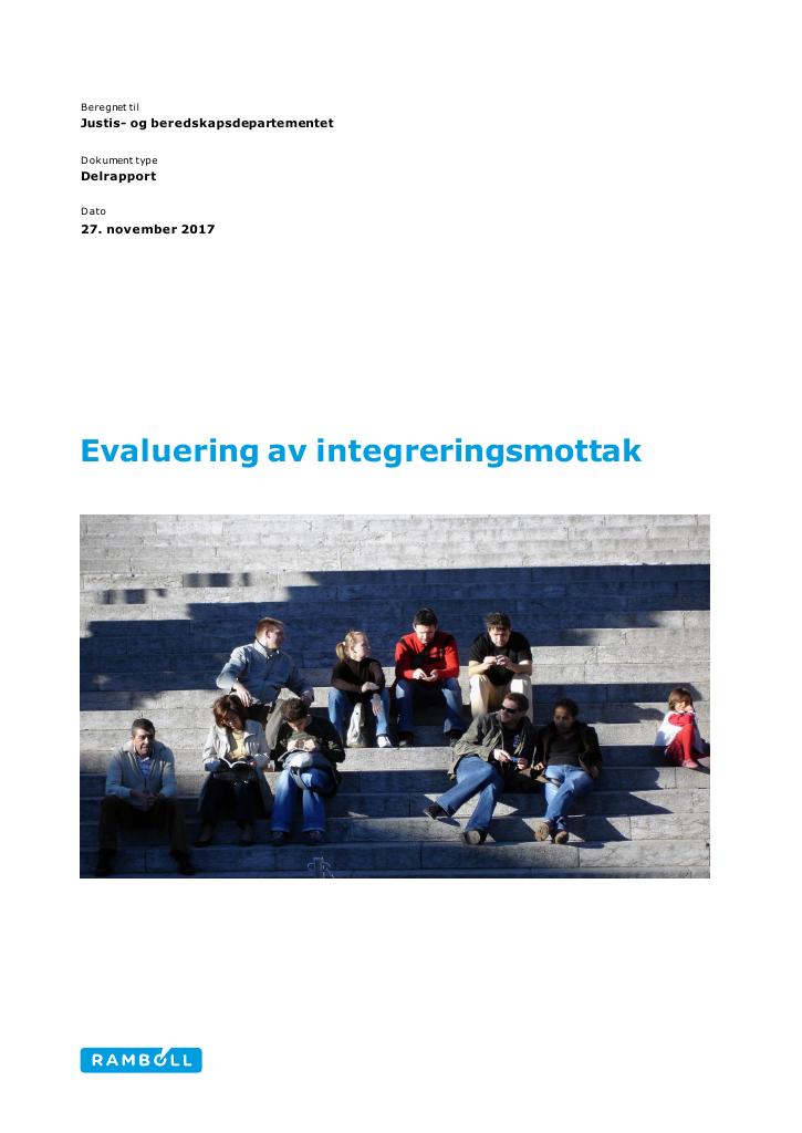 Forsiden av dokumentet Evaluering av integreringsmottak