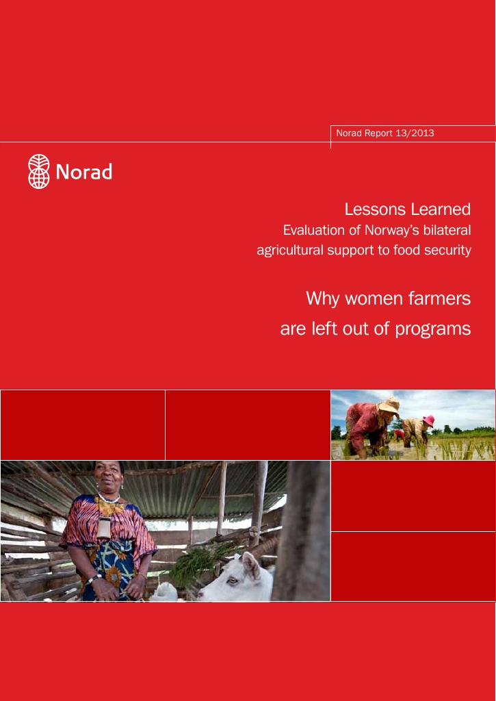 Forsiden av dokumentet Lessons Learned Evaluation of Norway’s bilateral agricultural support to food security