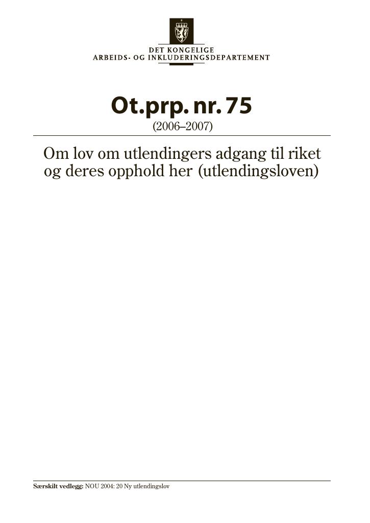 Forsiden av dokumentet Ot.prp. nr. 75 (2006-2007)