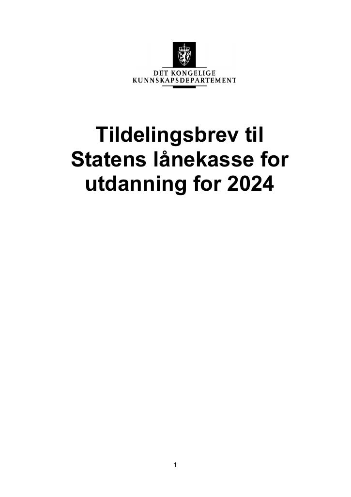 Forsiden av dokumentet Tildelingsbrev 2024