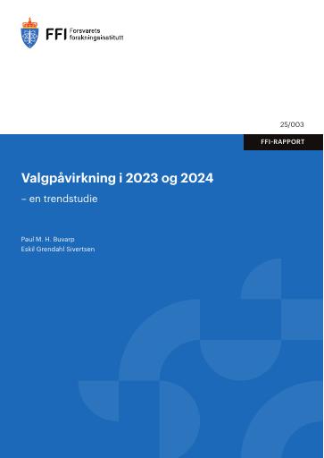 Forsiden av dokumentet Valgpåvirkning i 2023 og 2024 – en trendstudie