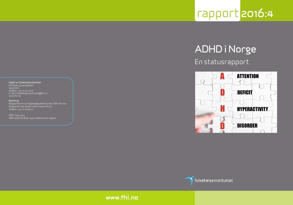 Forsiden av dokumentet ADHD i Norge