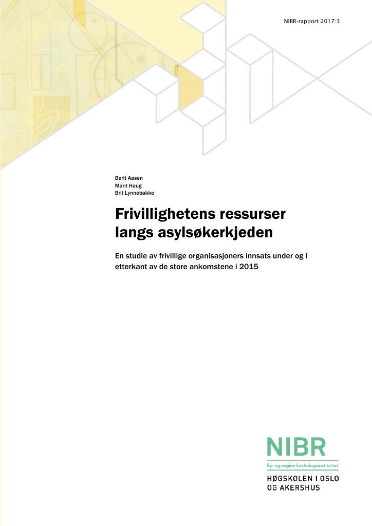 Forsiden av dokumentet Frivillighetens ressurser langs asylsøkerkjeden