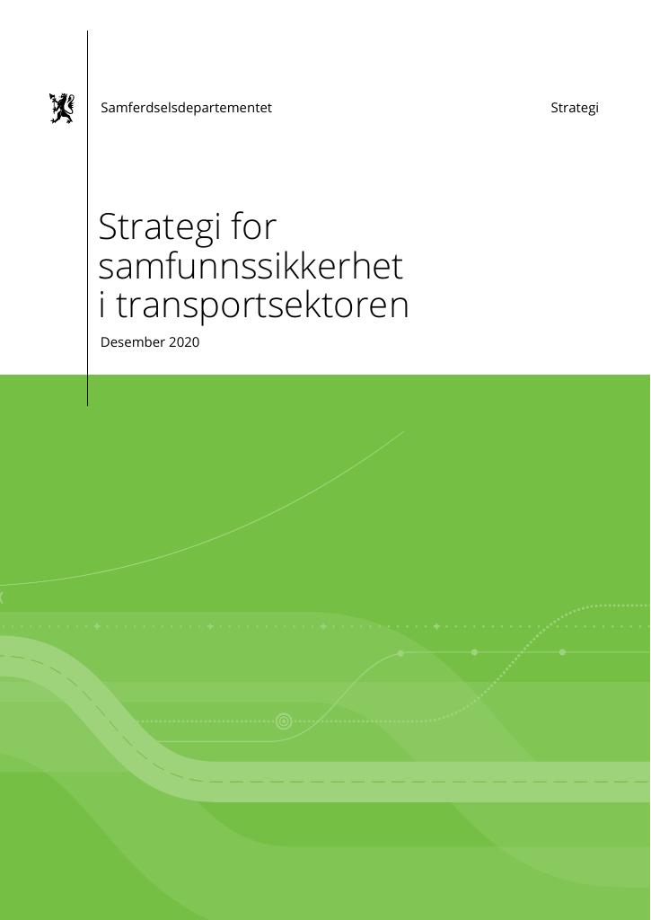 Forsiden av dokumentet Strategi for samfunnssikkerhet i samferdselssektoren