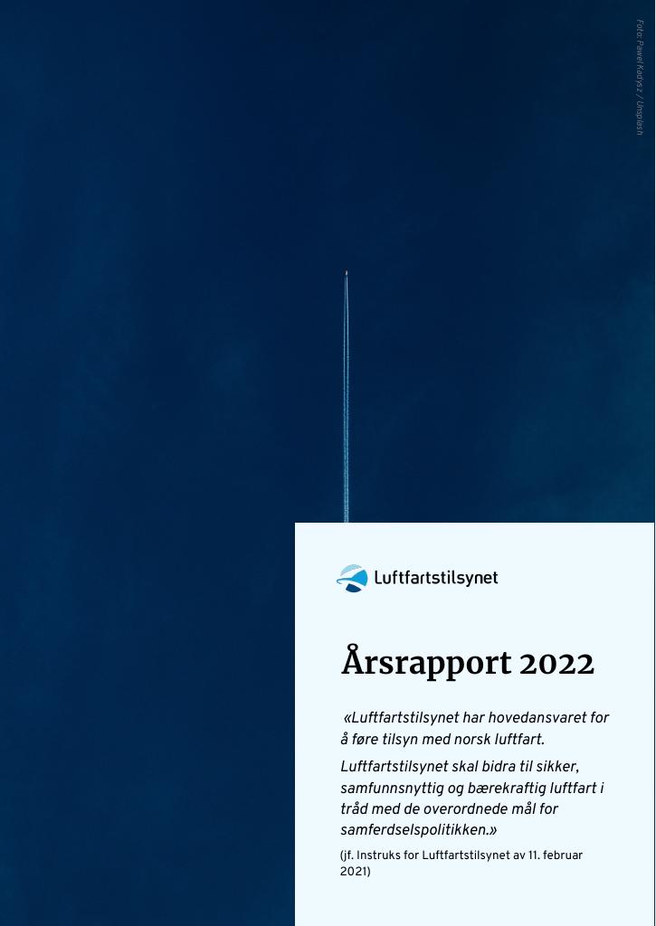 Forsiden av dokumentet Årsrapport Luftfartstilsynet 2022