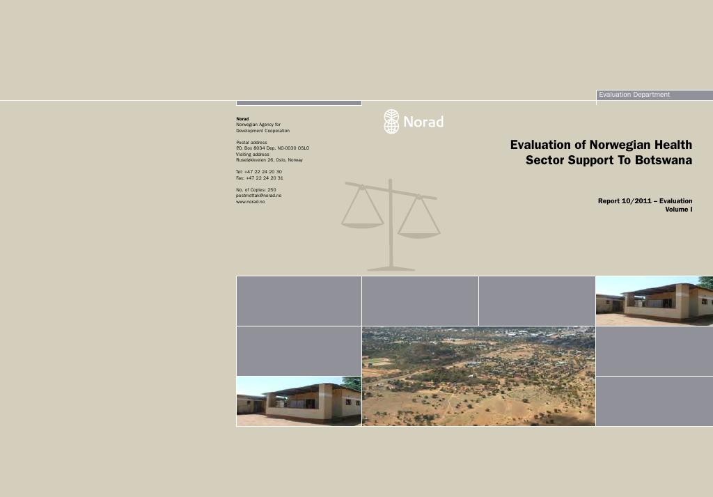 Forsiden av dokumentet Evaluation of Norwegian Health Sector Support to Botswana