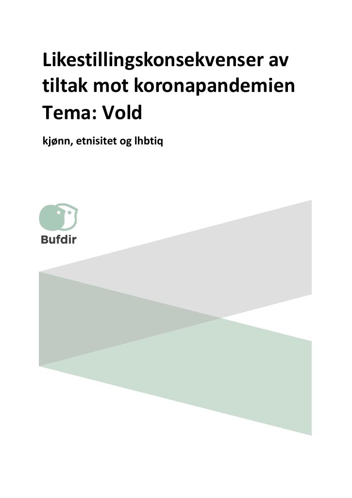 Forsiden av dokumentet Likestillingskonsekvenser av tiltak mot koronapandemien