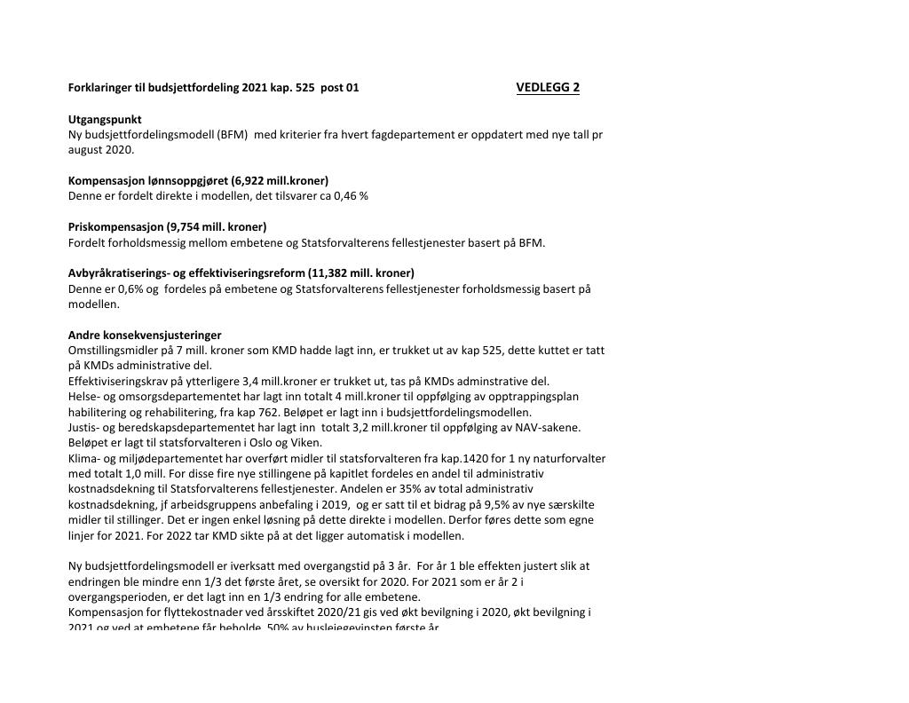 Forsiden av dokumentet Tildelingsbrev Statsforvalterens fellestjenester 2020 - vedlegg nr. 2