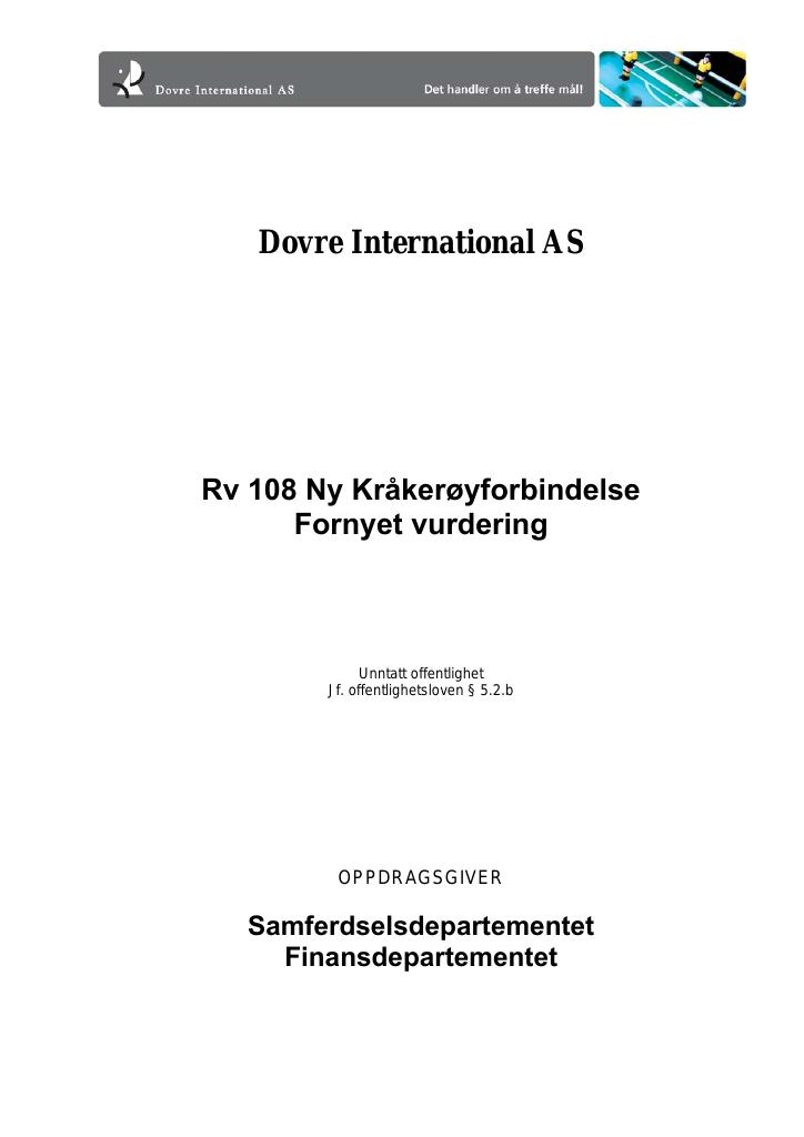 Forsiden av dokumentet Kråkerøyforbindelse, ny vurdering