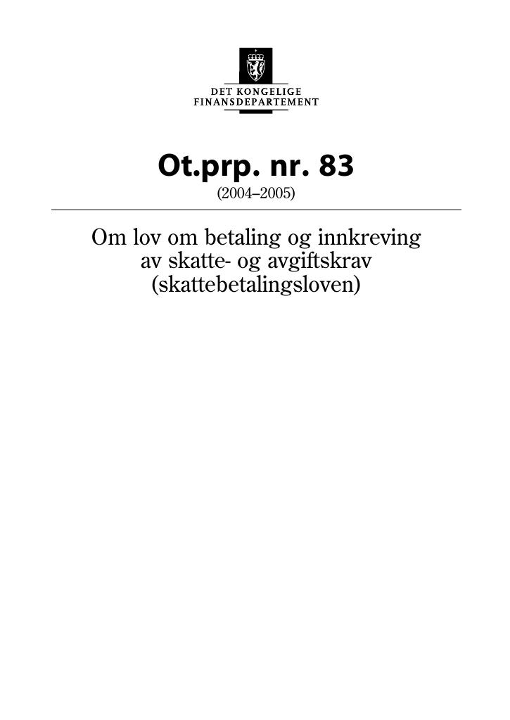 Forsiden av dokumentet Ot.prp. nr. 83 (2004-2005)