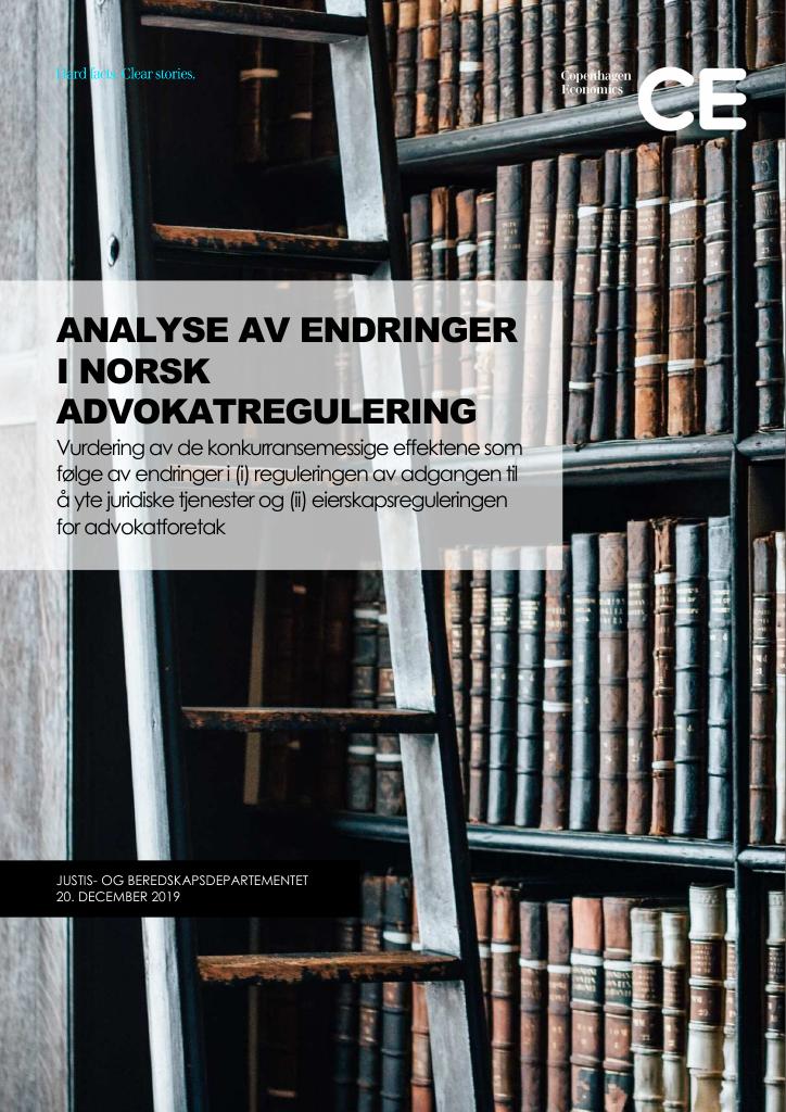 Forsiden av dokumentet Analyse av endringer i norsk advokatregulering