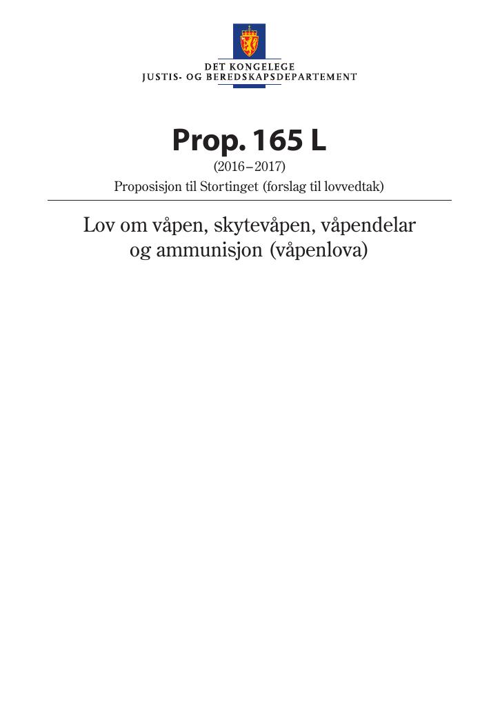 Forsiden av dokumentet Prop. 165 L (2016–2017)