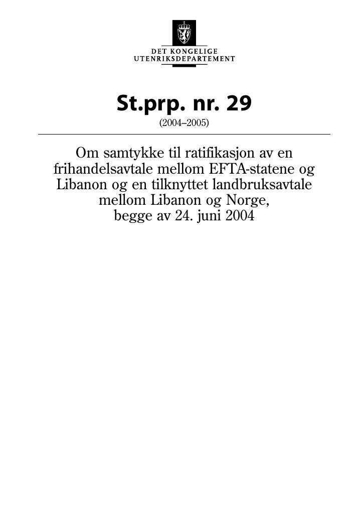 Forsiden av dokumentet St.prp. nr. 29 (2004-2005)