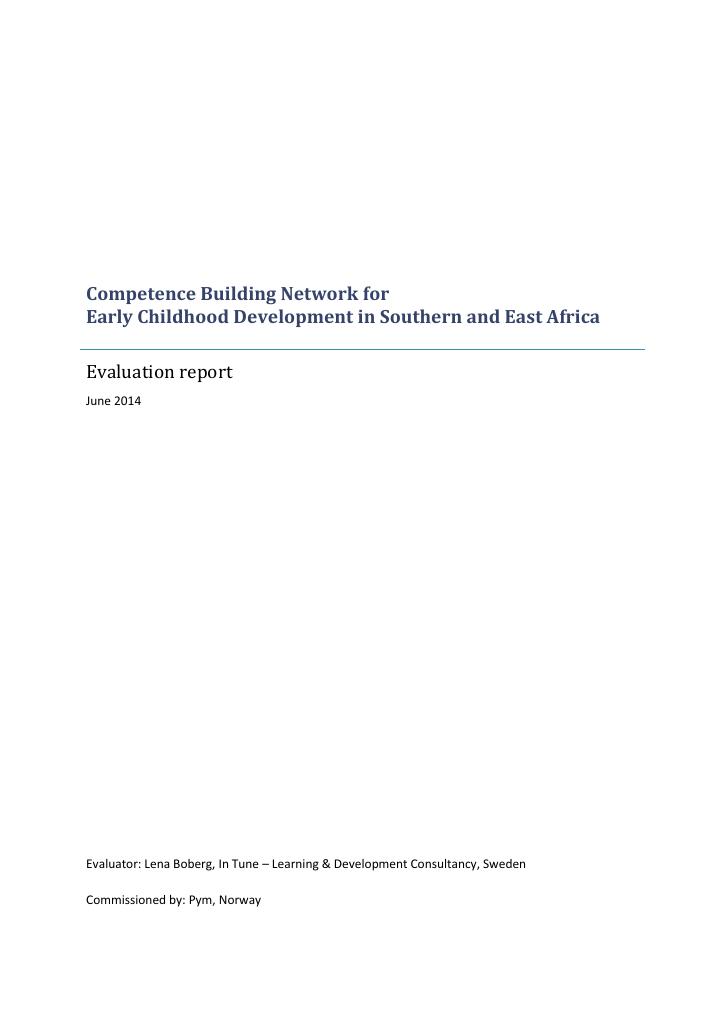 Forsiden av dokumentet Evaluation of Competence Building Network on Early Childhood Development, 2014