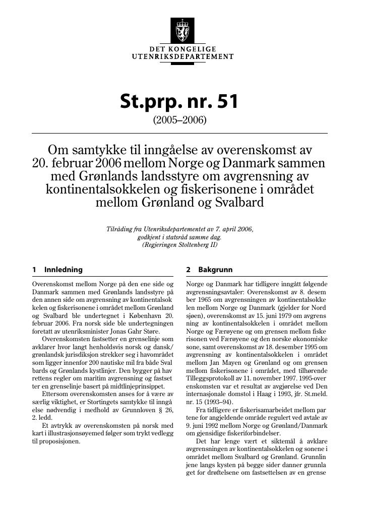Forsiden av dokumentet St.prp. nr. 51 (2005-2006)