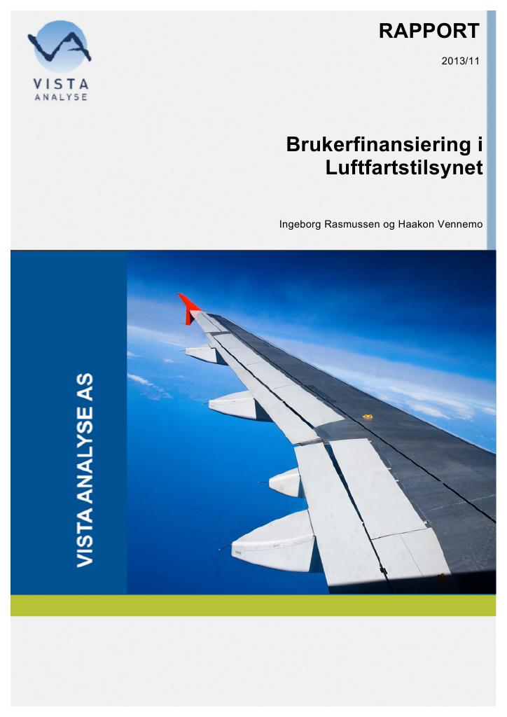 Forsiden av dokumentet Brukerfinansiering i Luftfartstilsynet