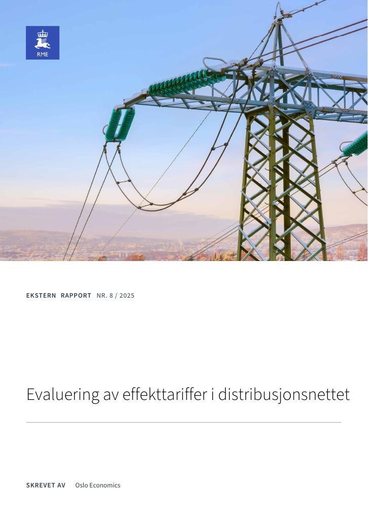Forsiden av dokumentet Evaluering av effekttariffer i distribusjonsnettet