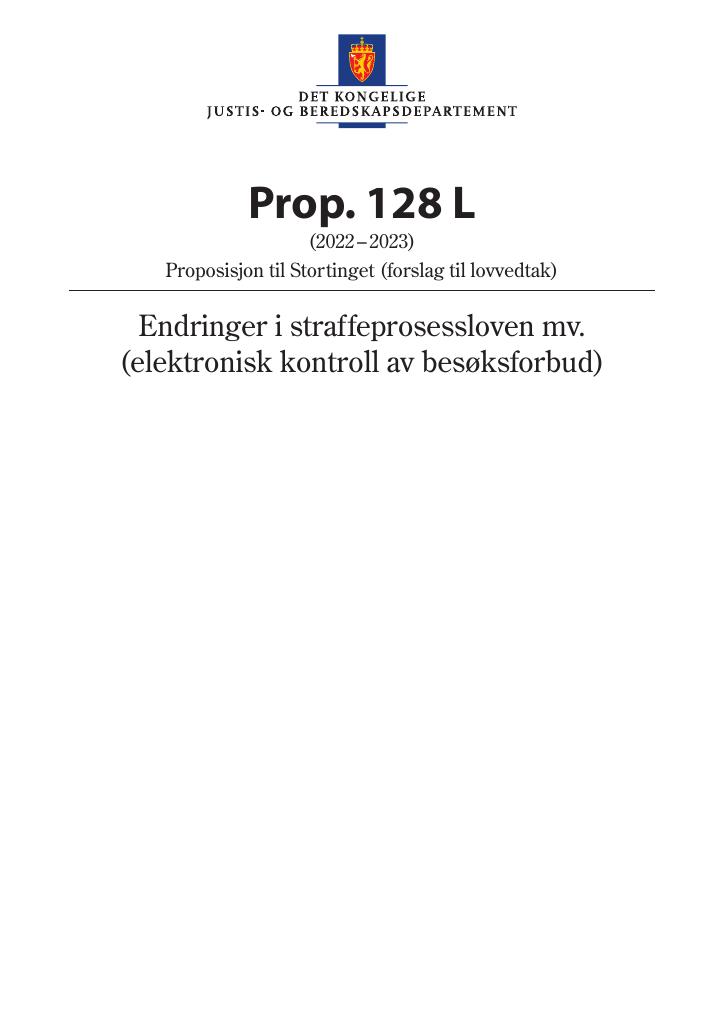 Forsiden av dokumentet Prop. 128 L (2022–2023)