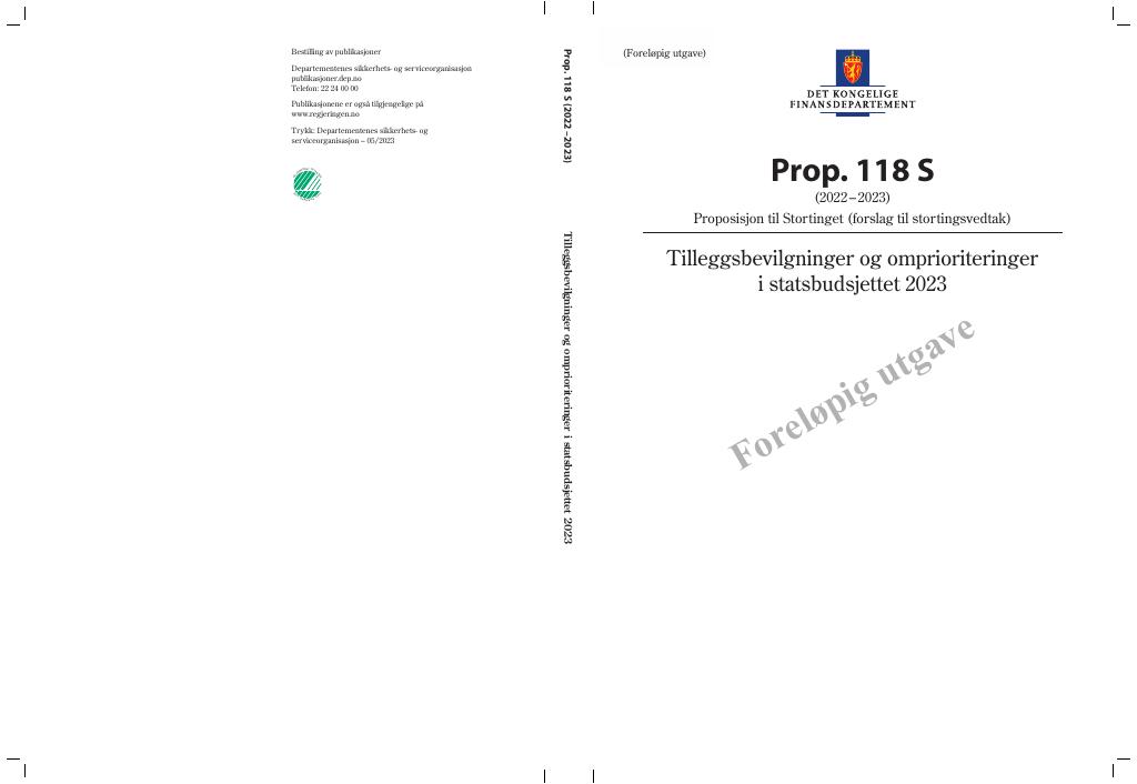 Forsiden av dokumentet Prop. 118 S (2022–2023)