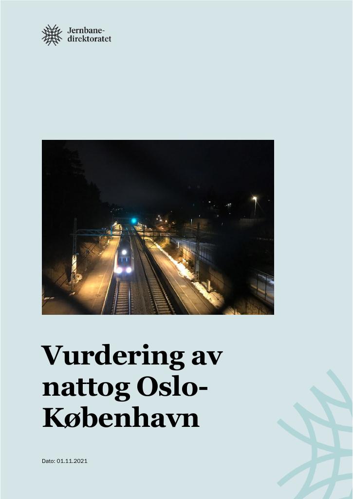 Forsiden av dokumentet Vurdering av nattogtilbud på strekningen Oslo–København