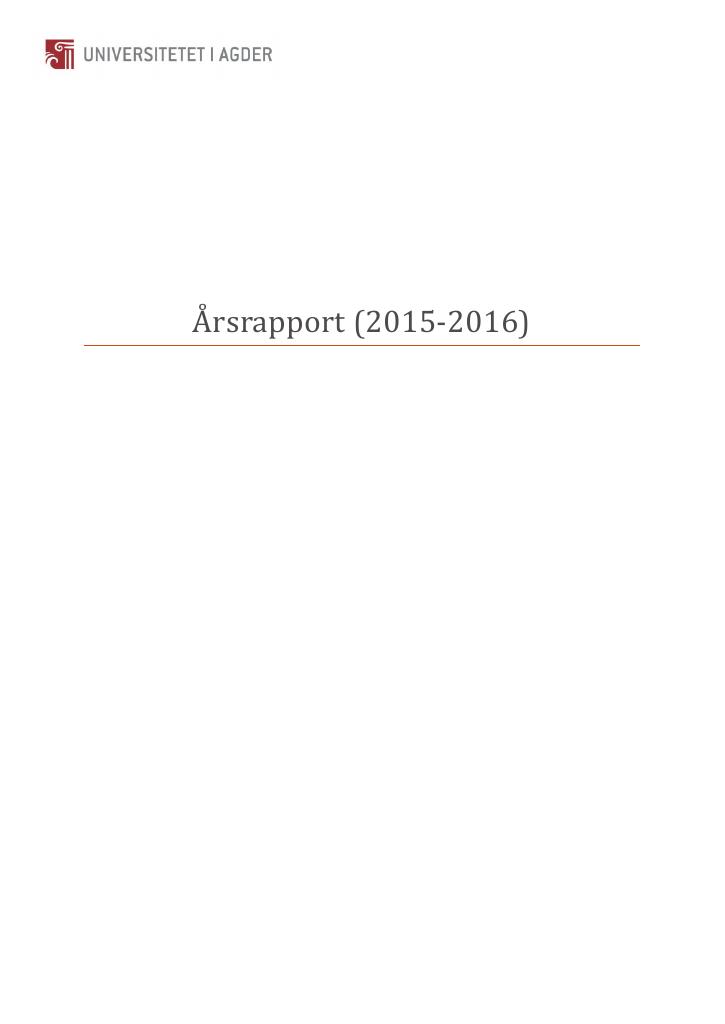 Forsiden av dokumentet Årsrapport Universitetet i Agder 2015