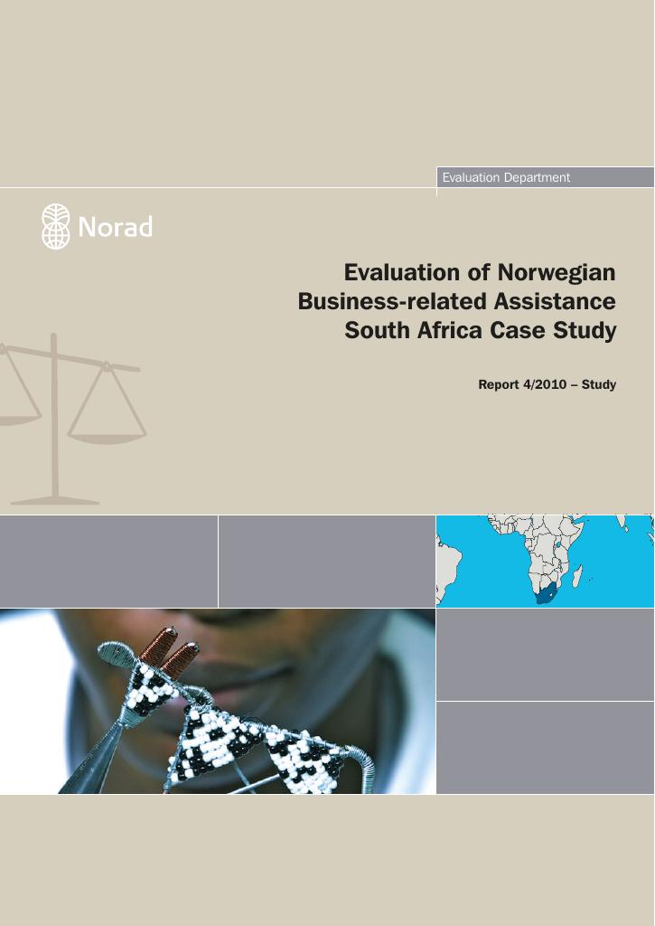 Forsiden av dokumentet Evaluation of Norwegian Business-related Assistance South Africa Case Study