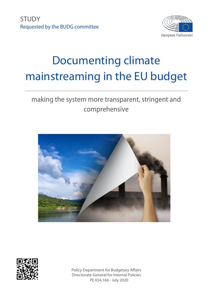 Forsiden av dokumentet Documenting climate mainstreaming in the EU budget
