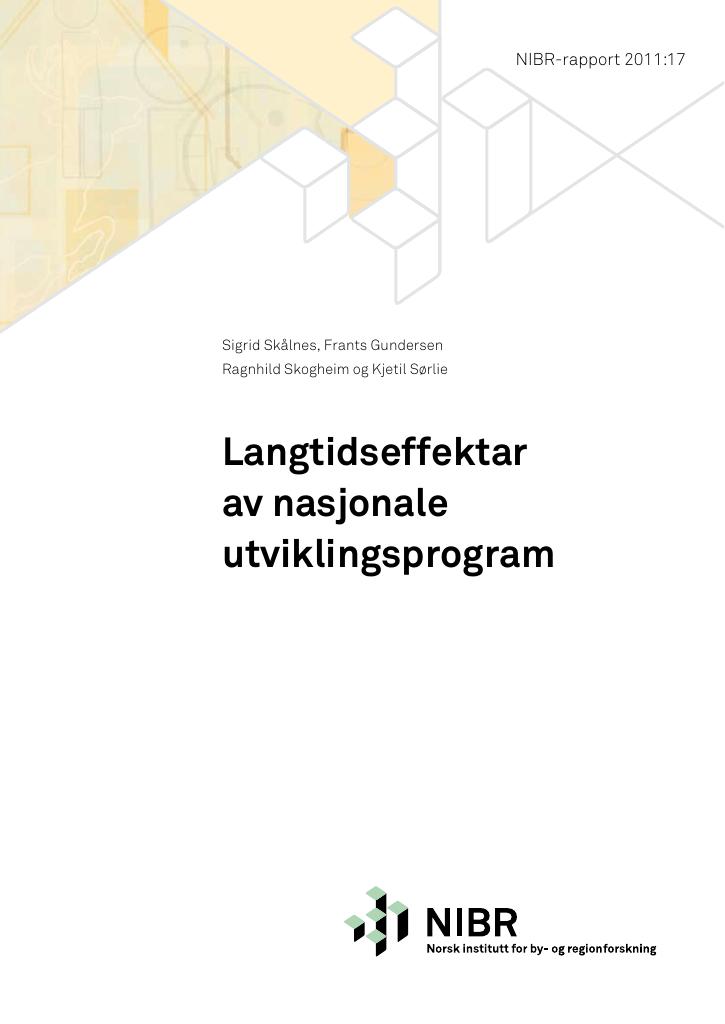 Forsiden av dokumentet Langtidseffektar av nasjonale utviklingsprogram