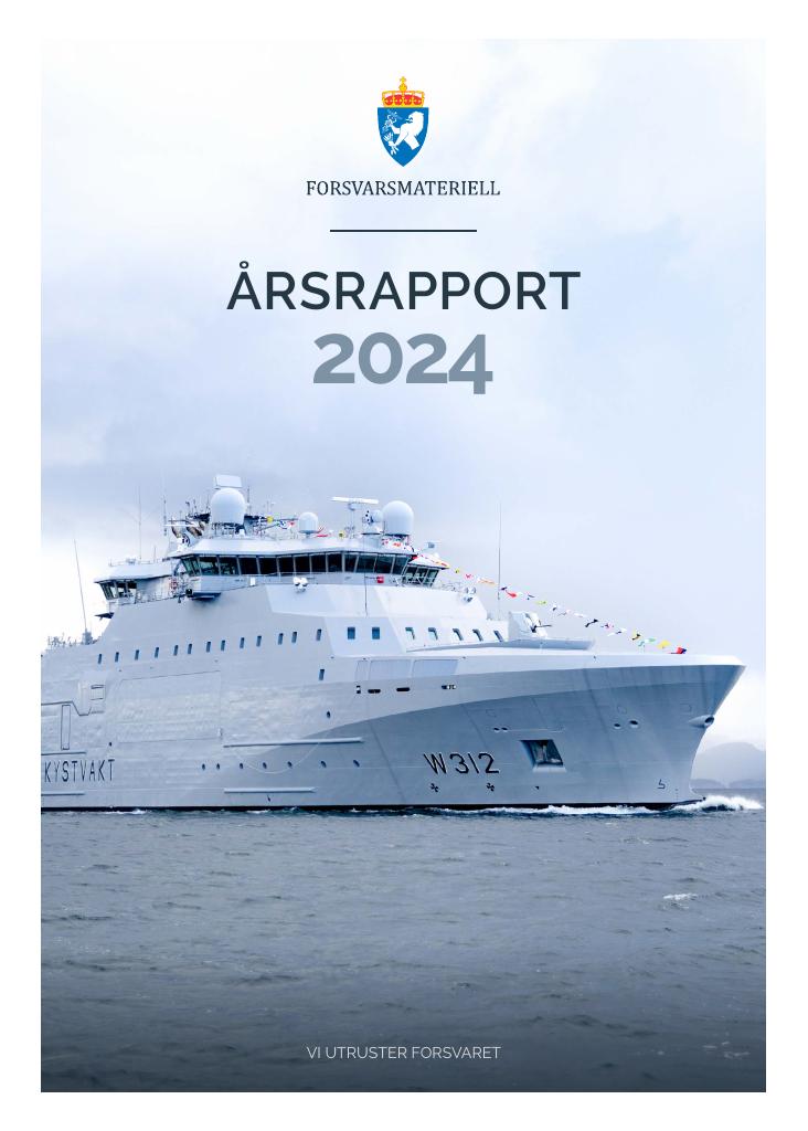Forsiden av dokumentet Årsrapport Forsvarsmateriell 2024