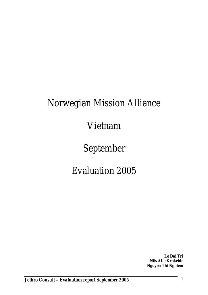 Forsiden av dokumentet Norwegian Mission Alliance Vietnam Evaluation Report